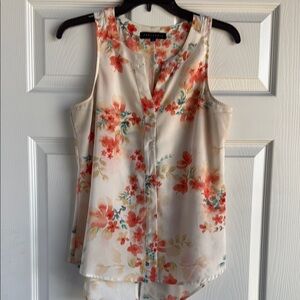Sanctuary Floral Sleeveless Blouse - Cream and Red